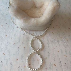 Small white fuzzy cross body bag